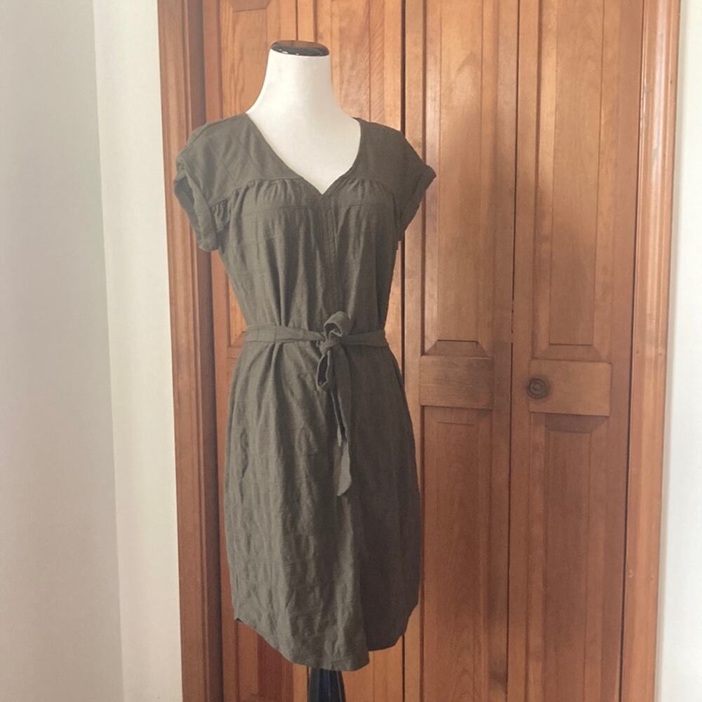 Sonoma Olive Green Stretch Pullover Dress W/Tie, Size S